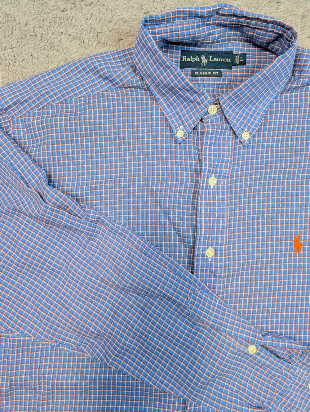 Men's Ralph Lauren Button-up Shirt Blue/Red - Size L